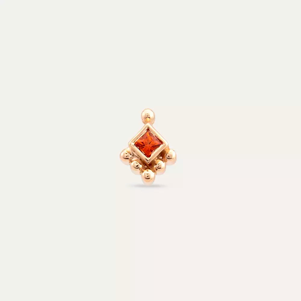 Hue Orange Sapphire Rose Gold Single Earring