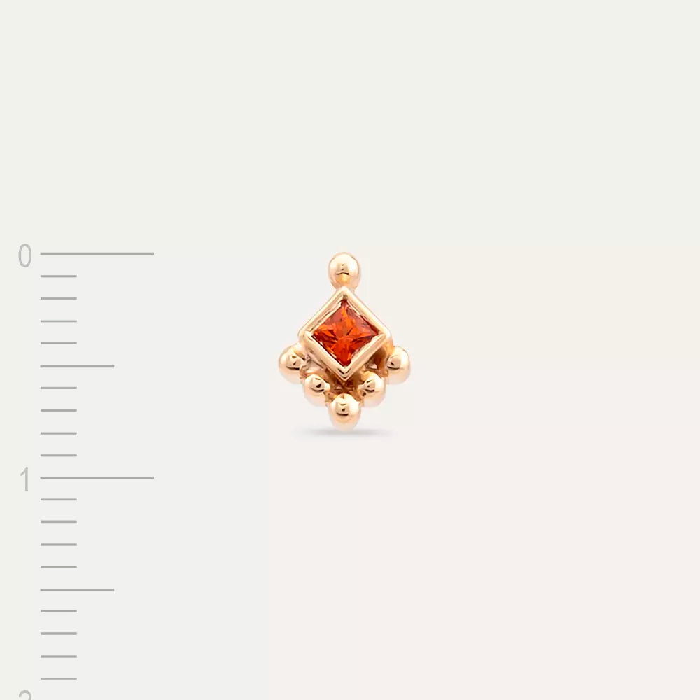 Hue Orange Sapphire Rose Gold Single Earring