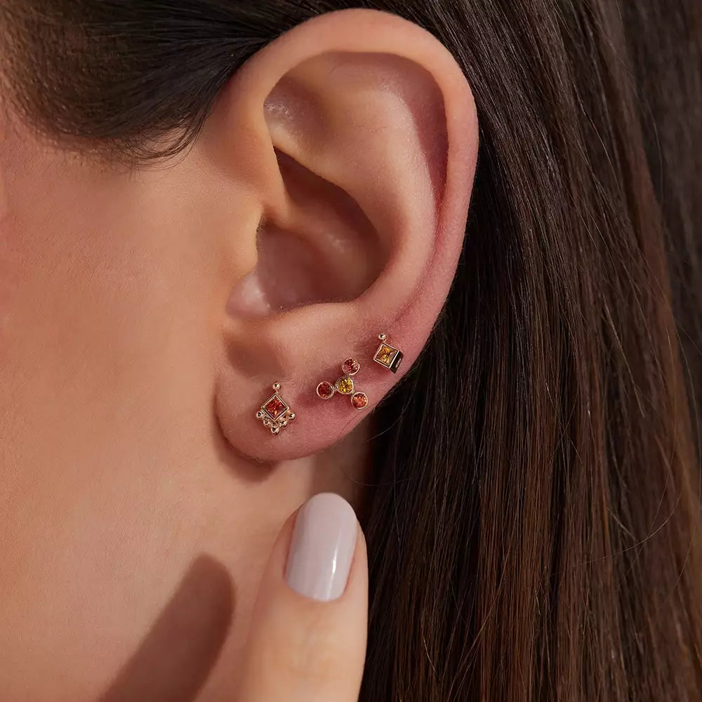 Hue Orange Sapphire Rose Gold Single Earring