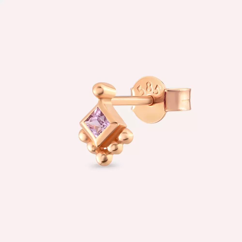 Hue Pink Sapphire Rose Gold Single Earring