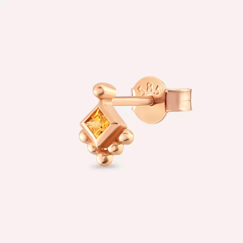 Hue Yellow Sapphire Rose Gold Single Earring