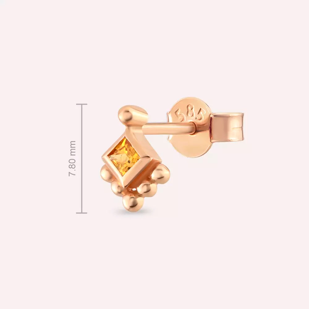 Hue Yellow Sapphire Rose Gold Single Earring