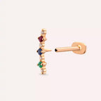 Hued Pırlanta, Safir, Yakut ve Zümrüt Taşlı Rose Altın Piercing