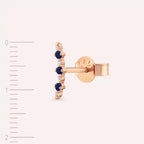 Rose Gold Single Earring with Colored Sapphire and Diamond Stones