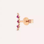 Rose Gold Single Earring with Colored Ruby Stone