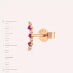 Rose Gold Single Earring with Colored Ruby Stone