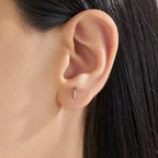 İ Harf Pırlanta Taşlı Rose Altın Piercing
