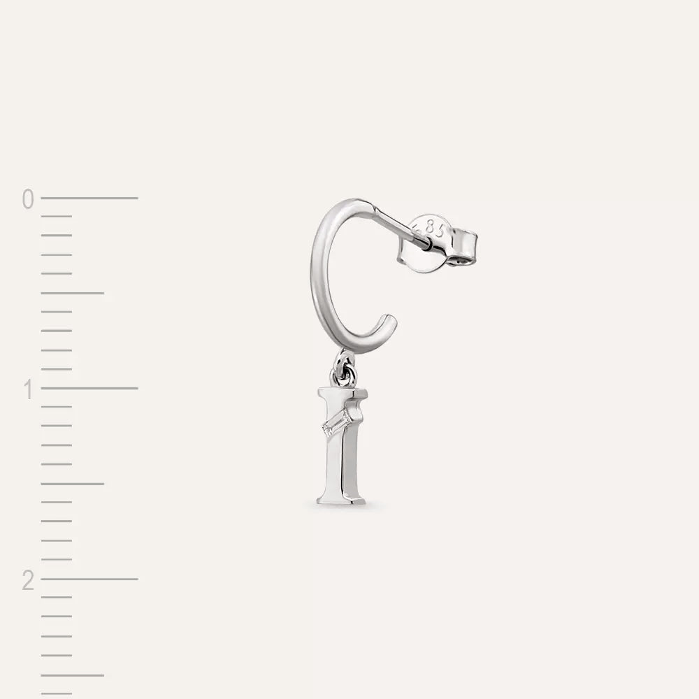 I Initial Diamond Drop White Gold Earring