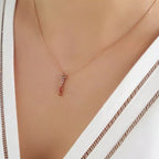 I Letter Black Diamond and Multicolor Sapphire Rose Gold Necklace