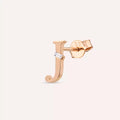 J Letter Baguette Diamond Rose Gold Mini Single Earring