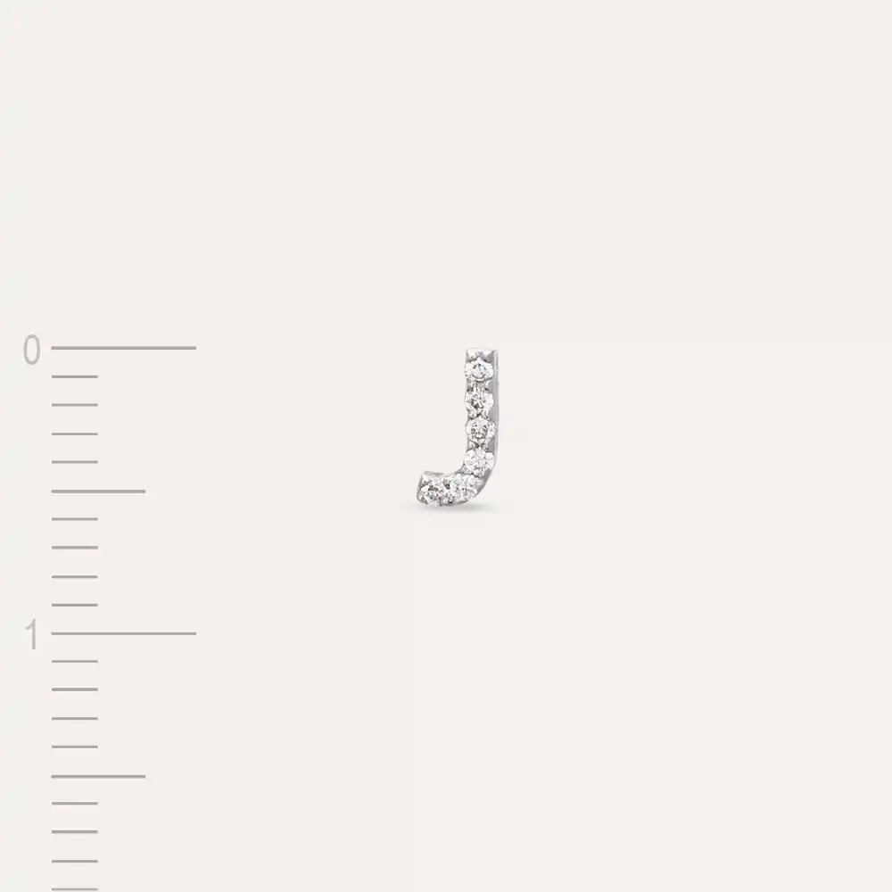 J Initial Diamond White Gold Single Earring