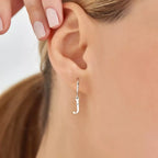J Letter Diamond Dangling White Gold Earring