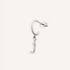 J Letter Diamond Dangling White Gold Earring