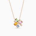 Jolly 1.22 CT Multicolor Sapphire and Diamond Rose Gold Necklace