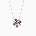 Jolly 1.30 CT Blue Sapphire and Ruby Rose Gold Necklace