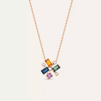 Jolly 1.38 CT Multicolor Sapphire and Diamond Rose Gold Necklace