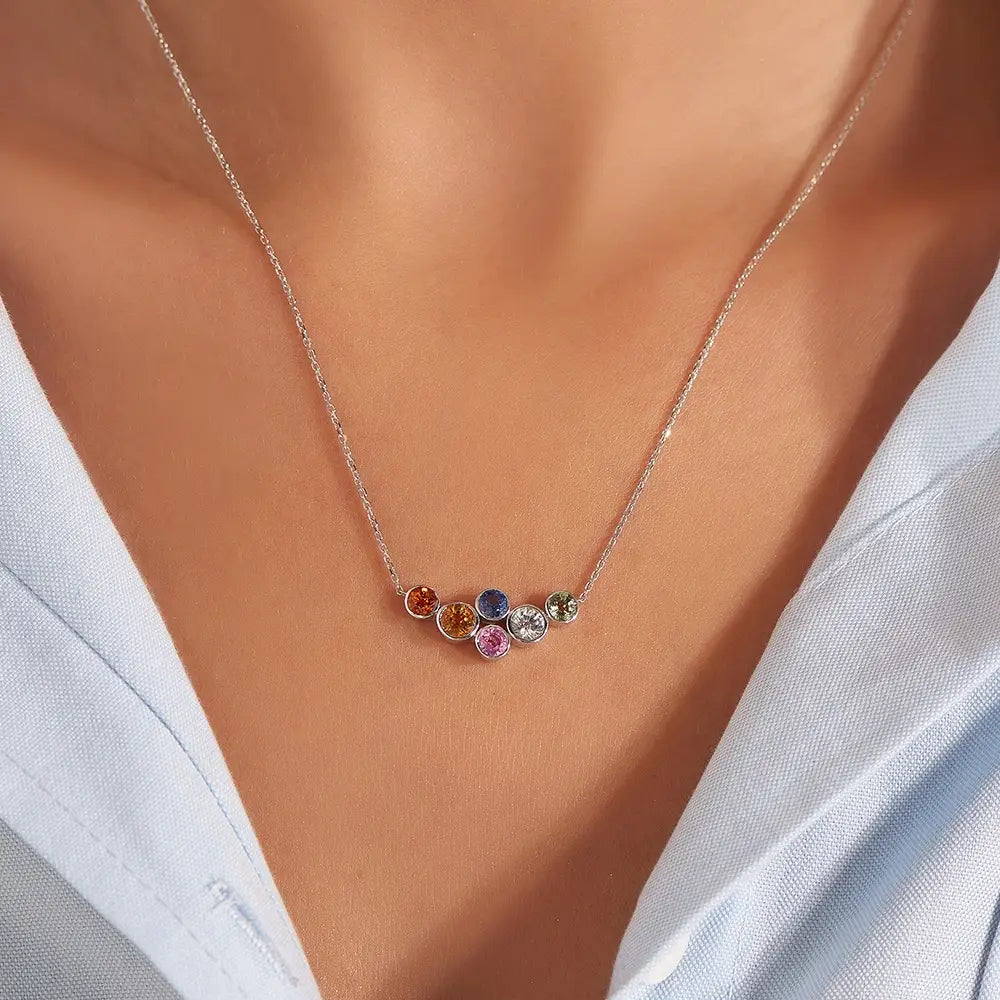 Joy 2.60 CT Multicolor Sapphire White Gold Necklace