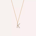 K Harf 0.09 CT Pırlanta Taşlı Rose Altın Kolye