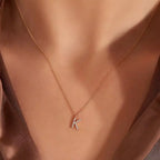 K Harf 0.09 CT Pırlanta Taşlı Rose Altın Kolye