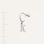 White Gold Dangle Earrings with K Initial Diamond