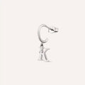 White Gold Dangle Earrings with K Initial Diamond