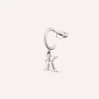 White Gold Dangle Earrings with K Initial Diamond
