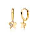 14K Gold Stone Butterfly Earrings