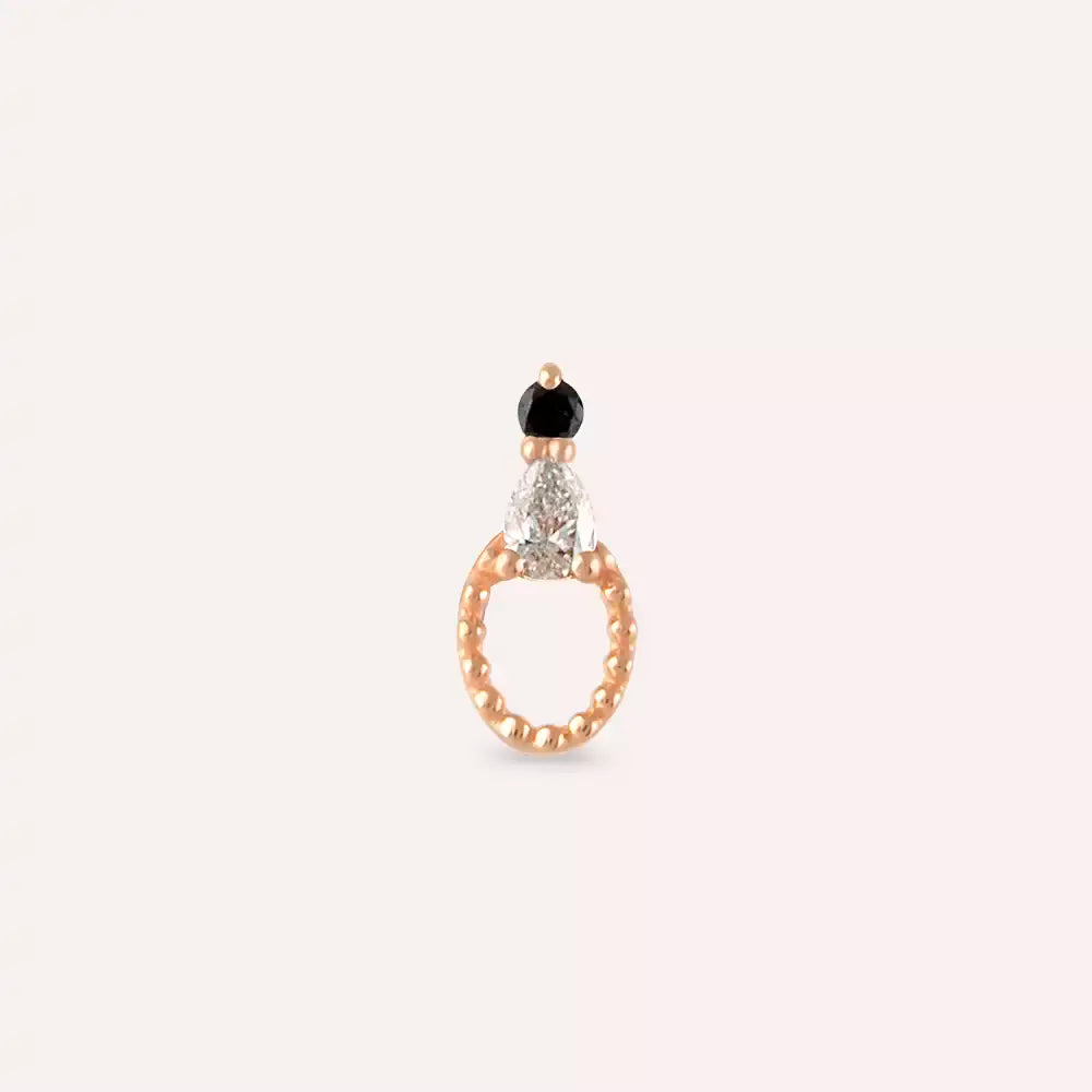 Kalei Siyah Pırlanta Taşlı Rose Altın Piercing