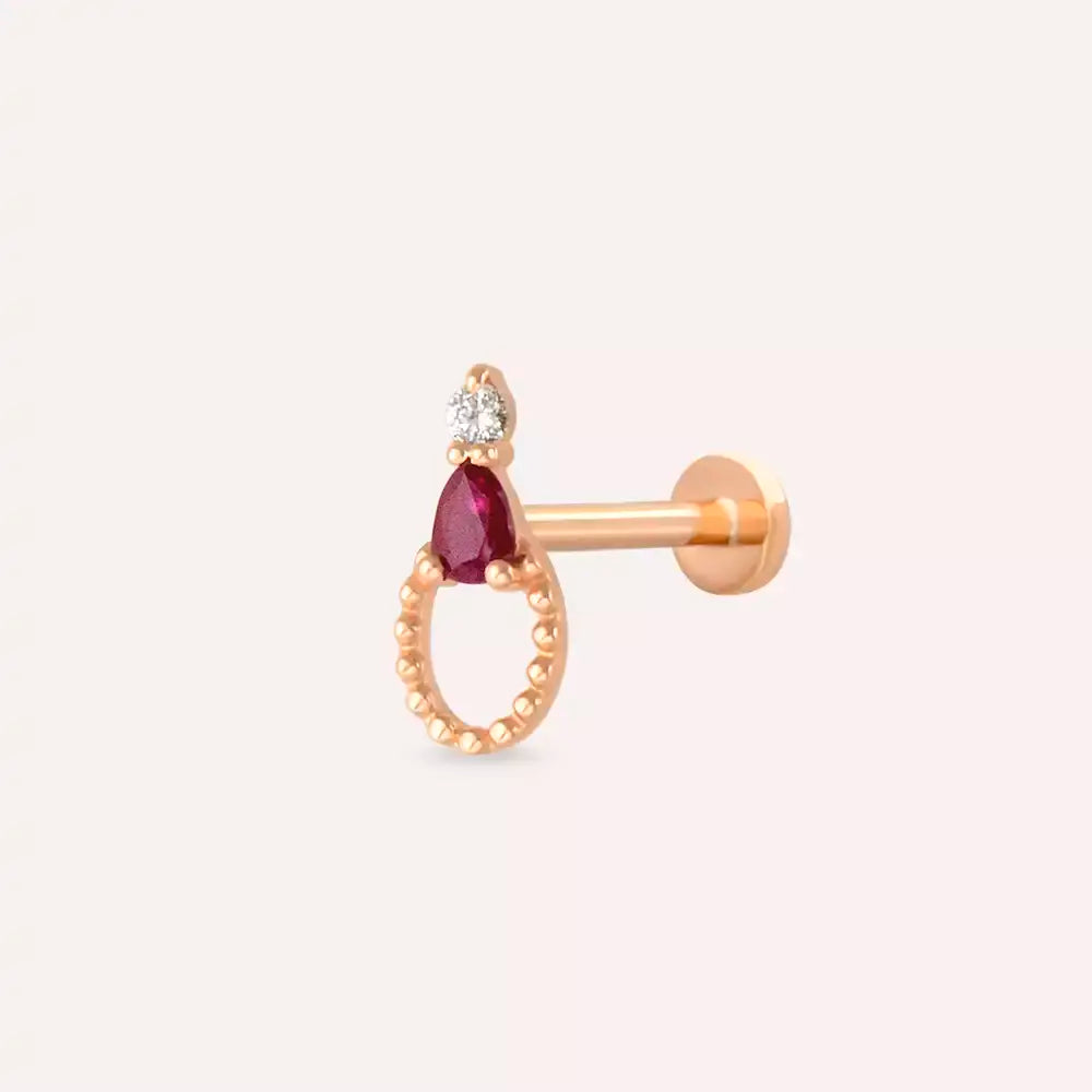 Kalei Ruby and Diamond Rose Gold Piercing