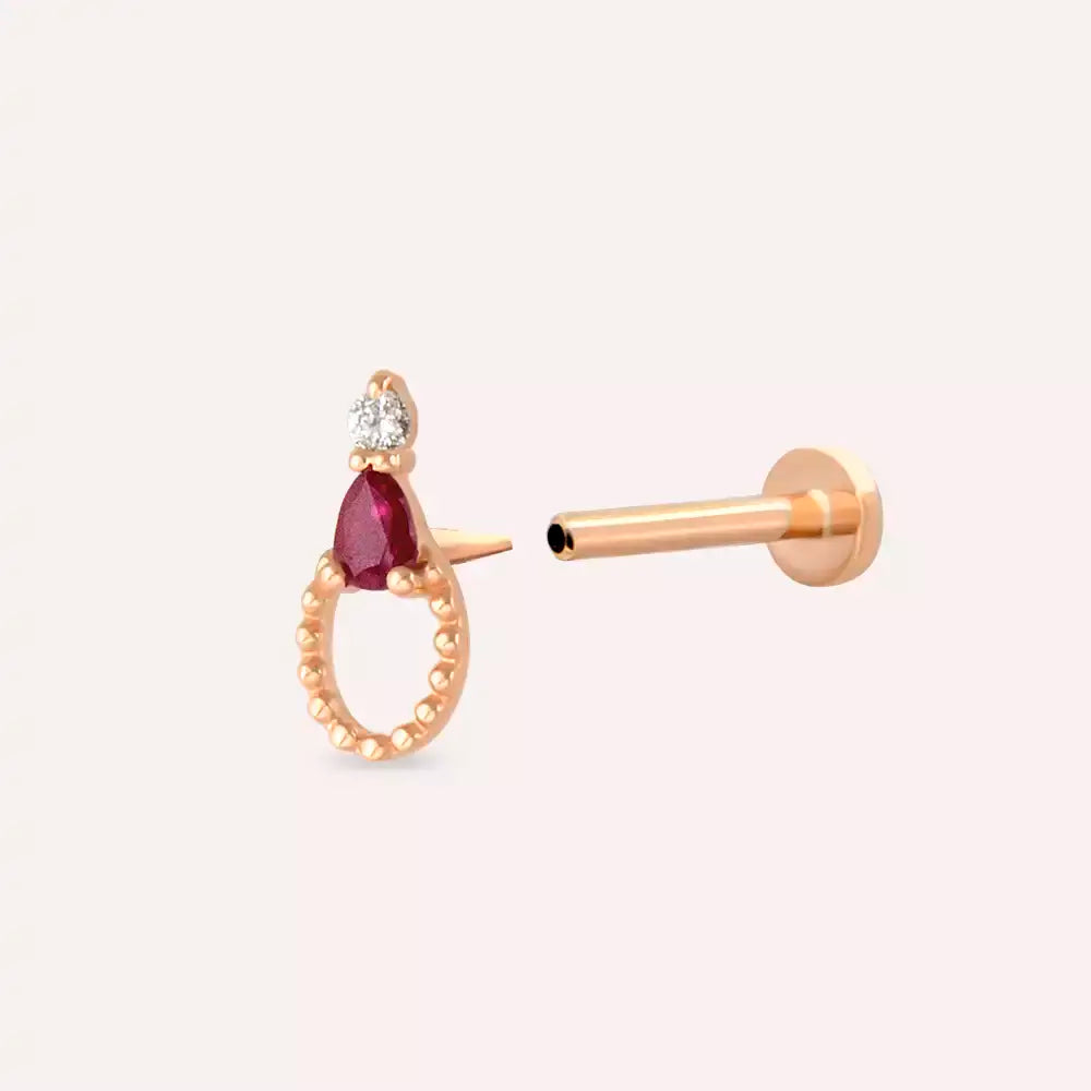 Kalei Ruby and Diamond Rose Gold Piercing