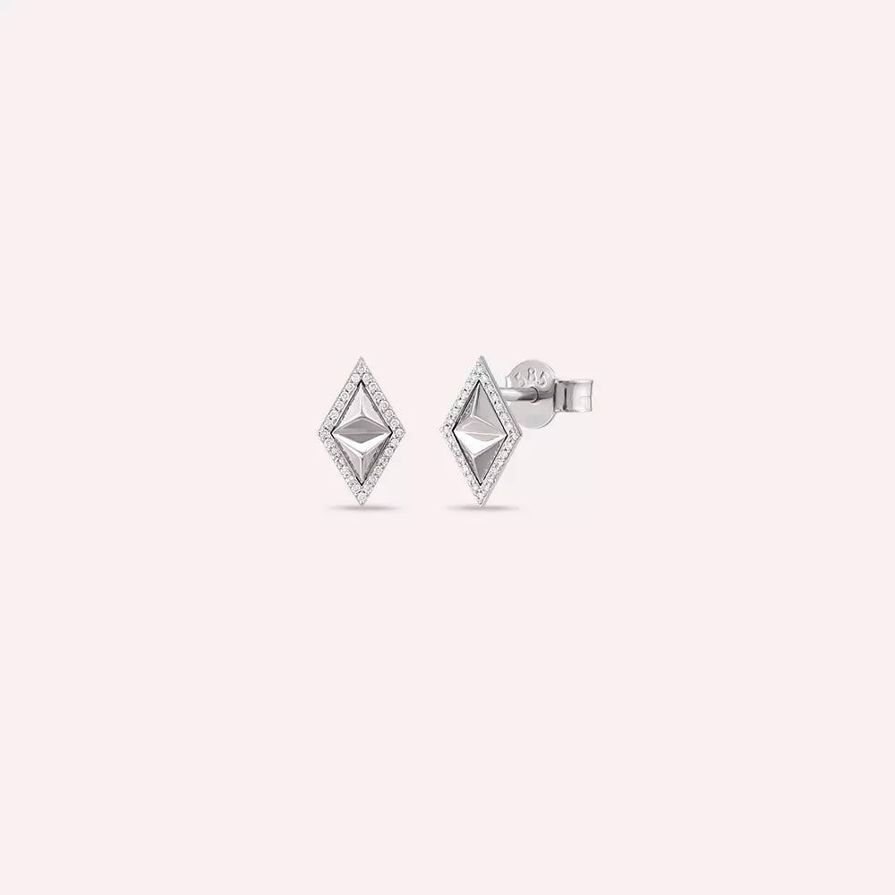 Rhomb 0.25 CT Diamond White Gold Earrings
