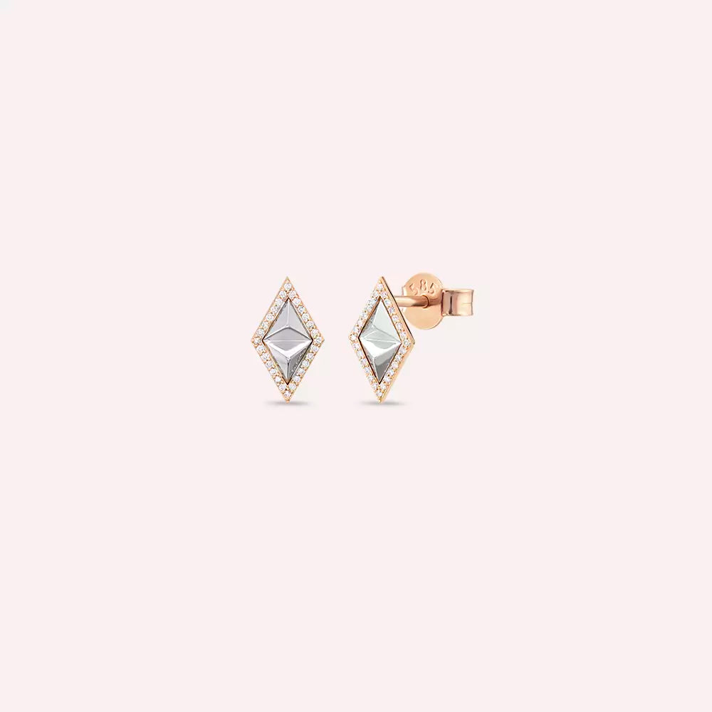 Rhomb 0.28 CT Diamond Rose Gold Earrings
