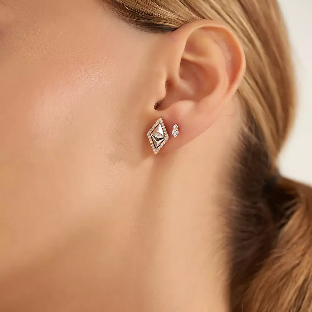 Rhomb 0.28 CT Diamond Rose Gold Earrings