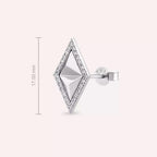 Rhombus Diamond White Gold Single Earring