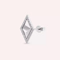 Rhombus Diamond White Gold Single Earring