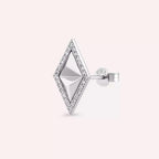 Rhombus Diamond White Gold Single Earring