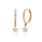 14K Gold Rose Flower Earrings