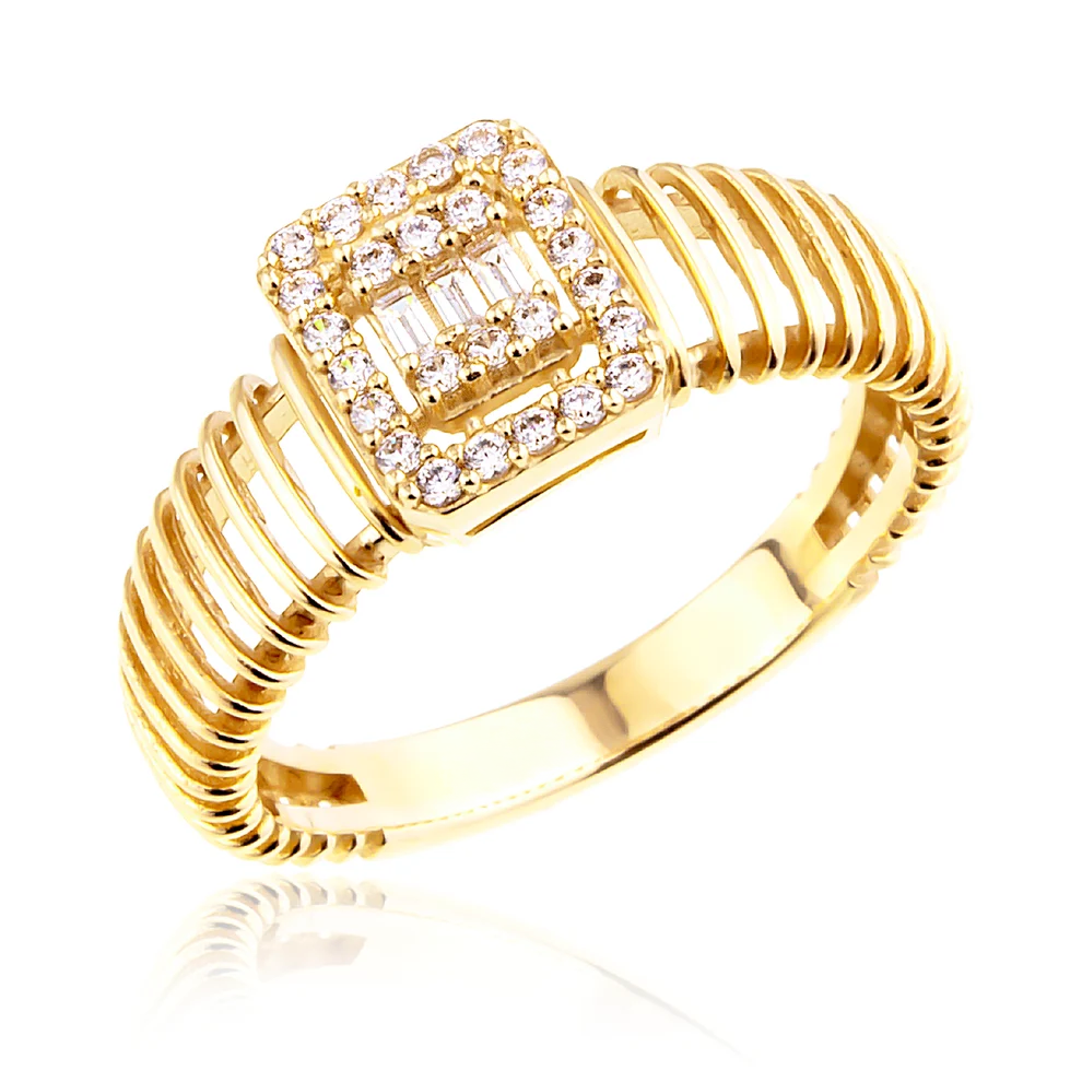 14 Karat Gold Rose Filigree Baguette Ring