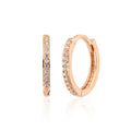 14K Rose Gold Stone Hoop Earrings