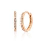 14K Rose Gold Stone Hoop Earrings
