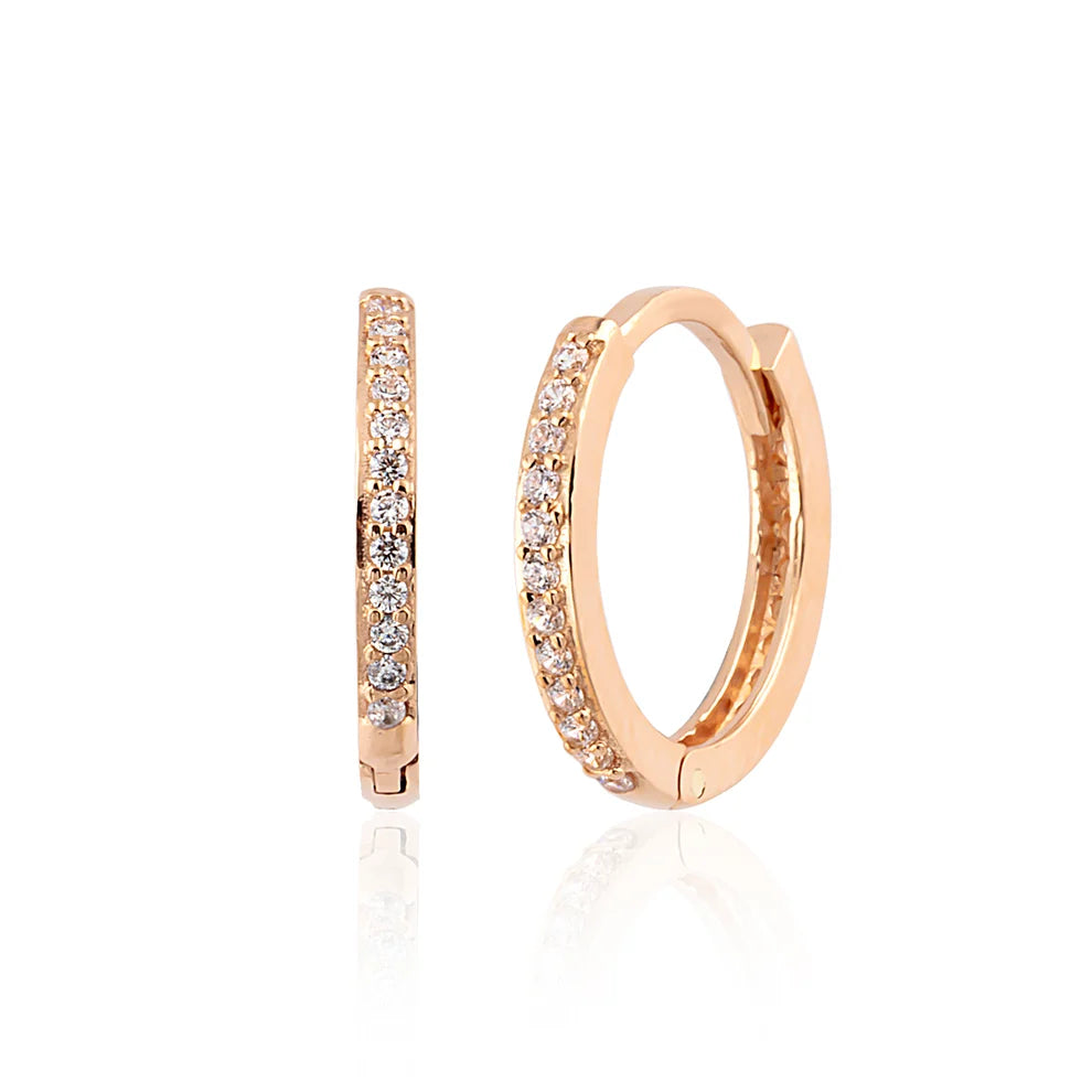 14K Rose Gold Stone Hoop Earrings