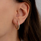 14K Rose Gold Stone Hoop Earrings