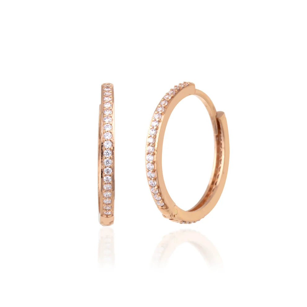 14K Rose Gold Stone Hoop Earrings