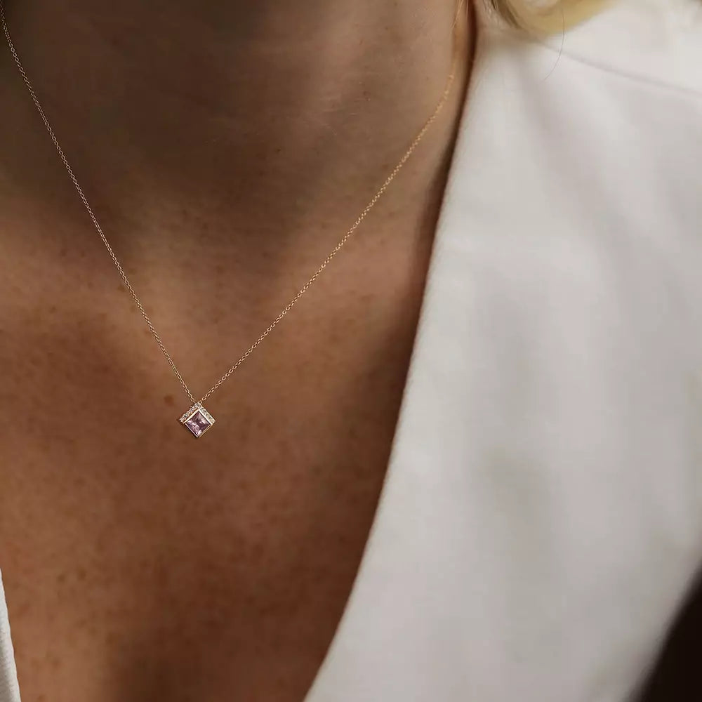 Kyra Pink Sapphire and Diamond Rose Gold Necklace