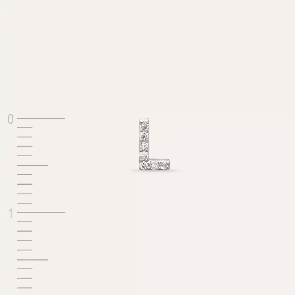 L Letter White Gold Single Earring with Diamond