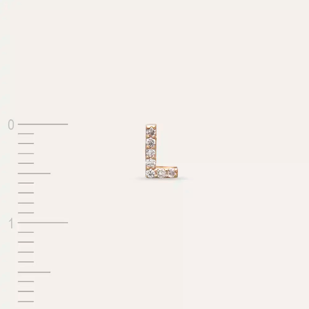L Letter Diamond Rose Gold Single Earring