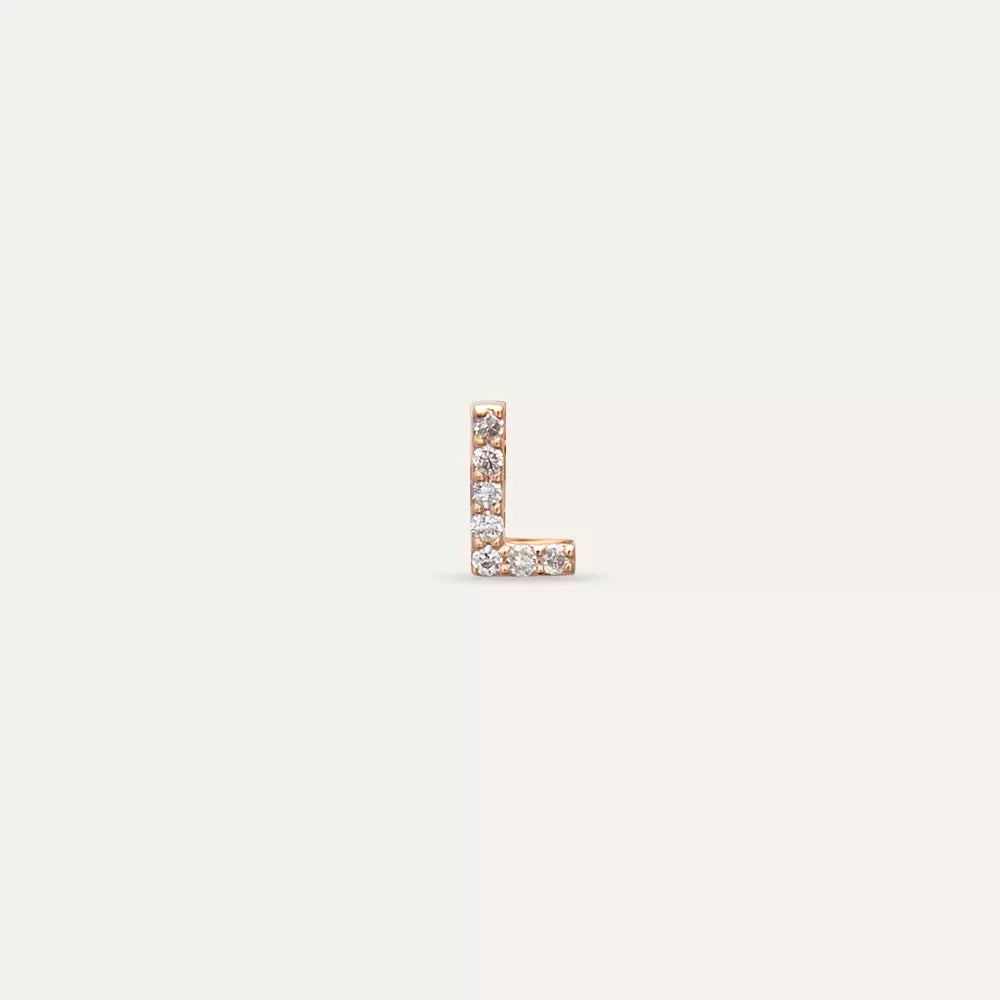 L Letter Diamond Rose Gold Single Earring