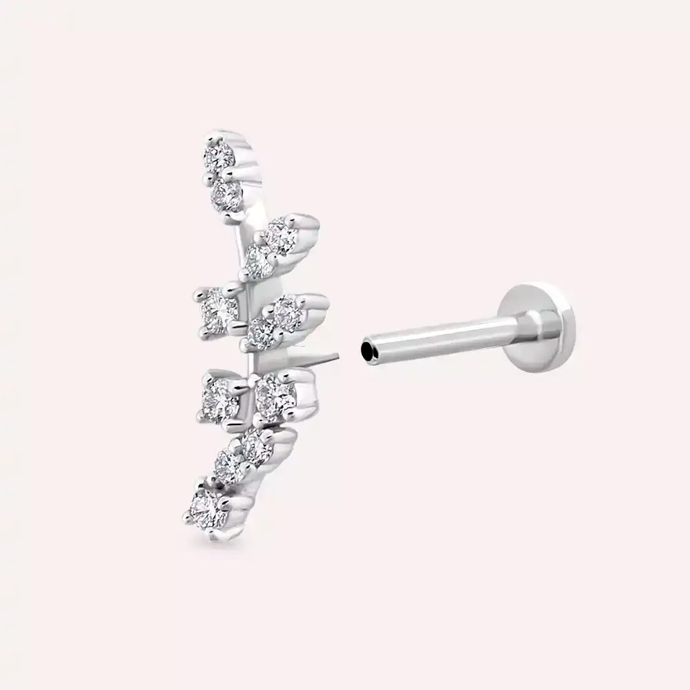 Laurel Pırlanta Taşlı Beyaz Altın Piercing