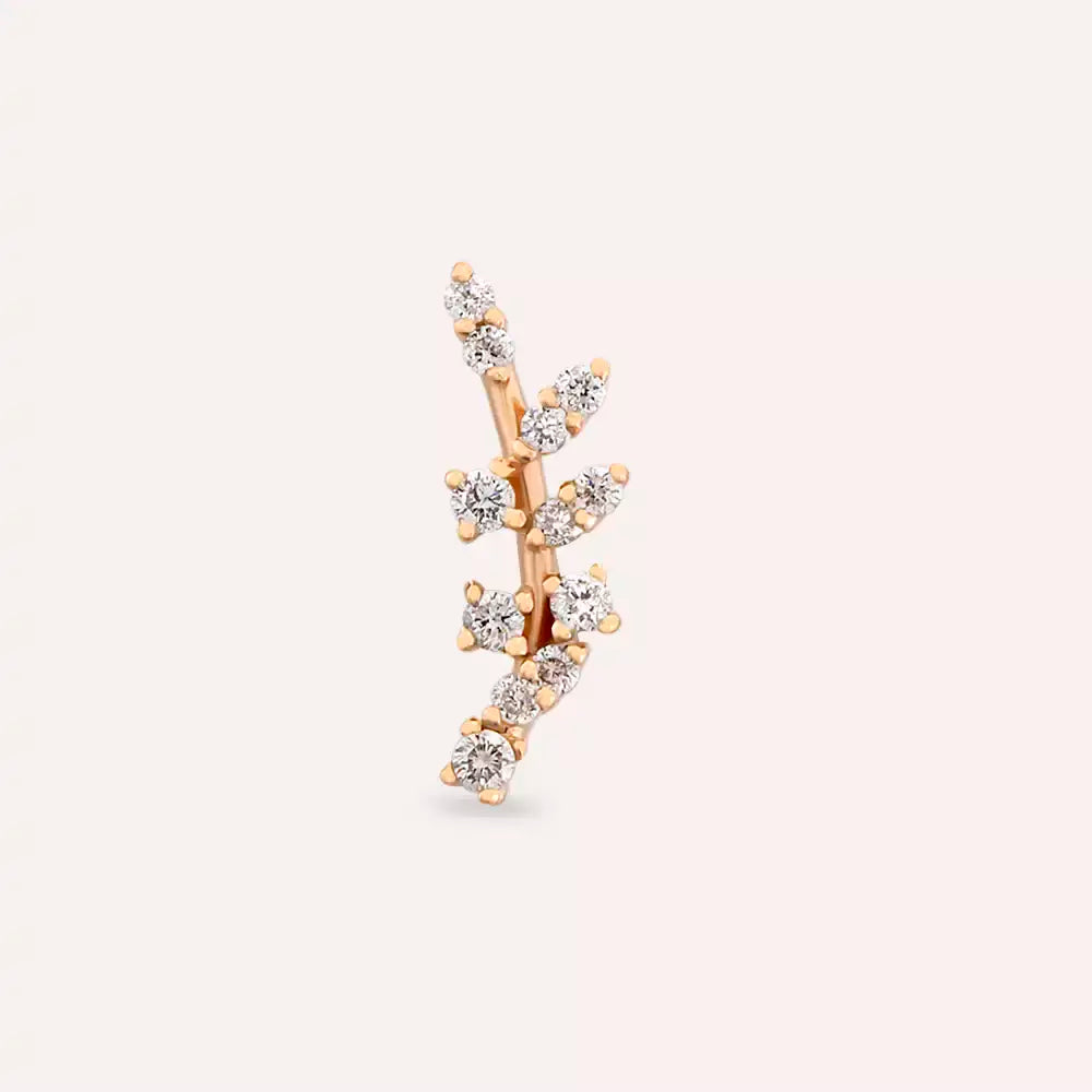 Laurel Pırlanta Taşlı Rose Altın Piercing