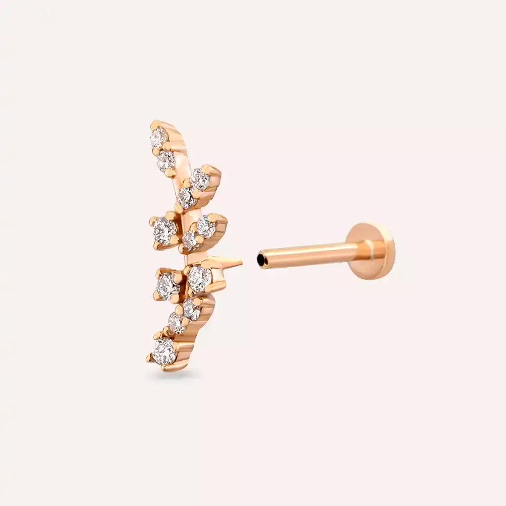 Laurel Pırlanta Taşlı Rose Altın Piercing